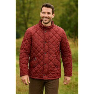Barbour Men's Burgundy Quilted Jacket Heritage Outdoorcore Equestrian Luxe Sz XL
